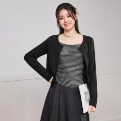 爱依服 大码女装2026春季韩版休闲通勤两件套上衣