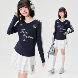 爱依服 商场IEF2026秋季美式运动风字母印花长袖T恤