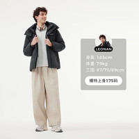 坦博尔 男士短款可脱卸帽羽绒服 青石灰 XL(180)