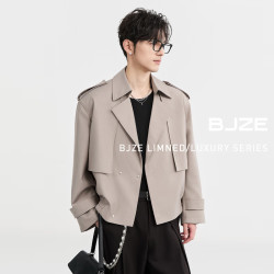 伯爵卓尔 短款风衣男外套2025春季新款 B511137 冰沙色 2XL