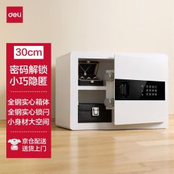 得力 保险柜 办公家用电子密码保管箱小型入墙入柜私密箱隐藏保密柜 可固定安装 30cm白