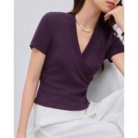 爱依服 唯品专属2026夏季V领时尚设计短袖针织T恤上衣