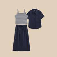 爱依服 2026夏季条显瘦气质通勤简约三件套