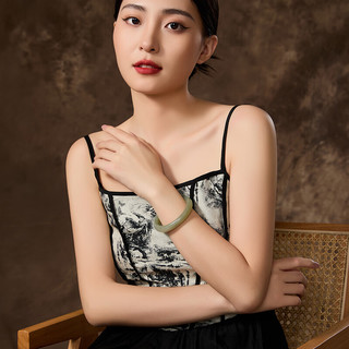 中国黄金 和田玉手镯 天然碧玉菠菜绿 深晴水 58-60mm