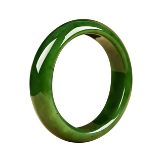 中国黄金 和田玉手镯 天然碧玉菠菜绿 宽面 54-56mm
