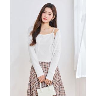 爱依服 简约基础开衫吊带两件套装女2026秋季韩系穿搭一整套装