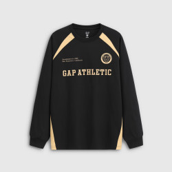 Gap 男女装秋季logo纯棉圆领长袖T恤  854726 黑色