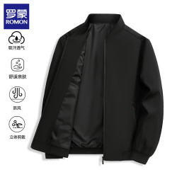 罗蒙 夹克男外套2026秋季新款商务休闲男士纯色棒球服茄克衫男装上衣 黑色 XL