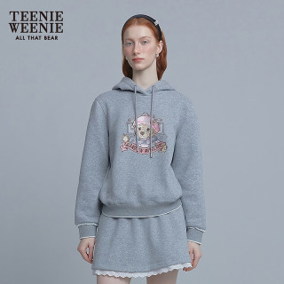 TEENIE WEENIE 五折 Teenie Weenie小熊卡通连帽卫衣女2025冬季新款女卫衣 深灰色 S
