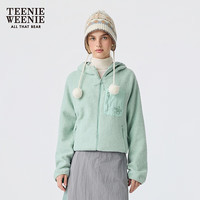 TEENIE WEENIE 晚八Teenie Weenie小熊字母连帽卫衣女2025冬季新款女卫衣 薄荷色 S
