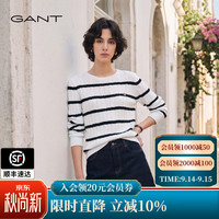 GANT 秋季新款女圆领条纹松弛感纯棉休闲针织衫 115-白色 M