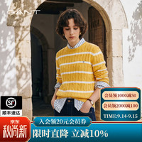 GANT 秋季新款女圆领条纹松弛感纯棉休闲针织衫 256-黄色 M