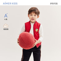 爱慕儿童 哪吒IP联名 男孩-红底局印 90 保暖背心
