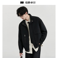 伯爵卓尔 老钱风工装通勤夹克男士2026秋季新款上装外套男 B632126 墨隐黑 L (175)