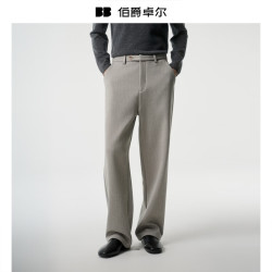 伯爵卓尔 含羊毛软糯垂感直筒休闲裤男士2026秋冬季加厚通勤长裤子 F641757 浅花灰 L
