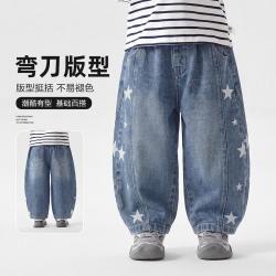 右欧 男童春秋休闲弯刀牛仔裤2026新款童装秋装儿童宝宝秋季裤子潮