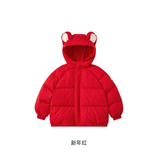 英氏 儿童加厚羽绒服外套  新年红 120 cm-充绒量70g