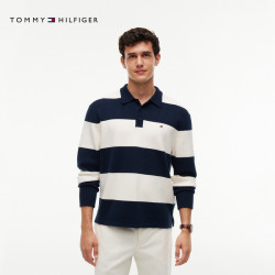 TOMMY HILFIGER Tommy26秋季新款男装美式学院风复古撞色横条纹POLO领内搭针织衫