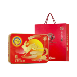 荣华 双黄白莲蓉月饼 600g 6个装 月兔版礼盒