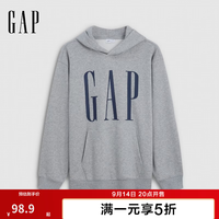 Gap 男女同款2026秋季新款字母LOGO休闲风卫衣上衣1SS623908 浅麻灰 S (165/88A)亚洲尺码