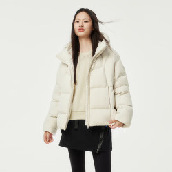 坦博尔 泡芙连帽羽绒服女短款韩版面包服户外冬季外套 知春米 S (160)