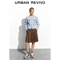 URBAN REVIVO UYY950130 花朵蝴蝶结饰 粉蓝 L 女士针织开衫