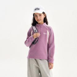 女童运动立领卫衣春秋新款儿童加绒加厚保暖童装糯糯衣 丁香紫 170 CM