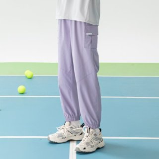 女童工装长裤2026夏季新款运动休闲儿童防晒速干束脚裤 丁香紫长裤 160 cm