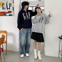 Gap 1SS623907 logo胶印抓绒连帽开衫 灰色  男士卫衣