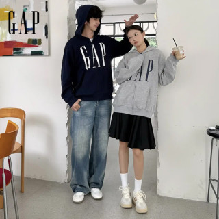 Gap 抓绒连帽开衫 男女同款 宽松卫衣