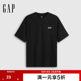 Gap 男女装2026夏季新款logo印花宽松圆领短袖T恤上衣854722 黑色 XS (165/84A) 亚洲尺码
