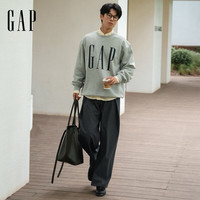 Gap 1SS623909 logo印花抓绒圆领卫衣 灰色 L
