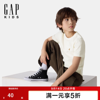 Gap 男女童秋季纯棉小熊刺绣短袖T恤百搭儿童装上衣894371 白色 140 cm(10-11岁) 亚洲尺码