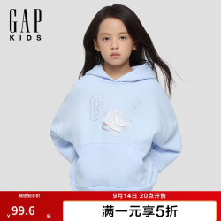 Gap 女童冬季款logo小熊刺绣拉毛套头卫衣儿童装美版847141 浅蓝色 160 /80(14岁以上)