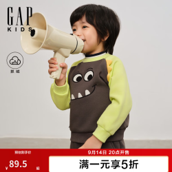 Gap 男女幼童冬季款抓绒撞色插肩长袖卫衣儿童装上衣829322 黄色 100 cm(2-3岁) 亚洲尺码
