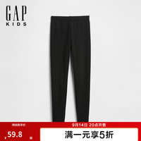 Gap 女童秋款短绒毛内里松紧腰打底裤儿童装美版797994 黑色 120 /59(6-7岁)