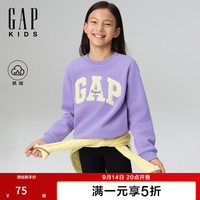 Gap 女童秋季毛巾绣logo抓绒宽松套头卫衣儿童装805319 紫色 140 cm(10-11岁)亚洲尺码