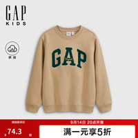 Gap 男女童撞色Logo抓绒圆领卫衣 卡其色 150cm