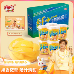 丰岛 鲜果捞黑五果汁纤+黄桃罐头227g*8杯礼盒装水果罐头 黄桃口味