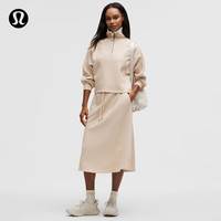 lululemon 丨Side-Zip 女士侧边拉链罗纹拼接高腰中长半身裙 LW8AROS 早茶褐 L