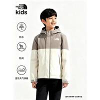 北面 童装儿童防风防水抓绒保暖冲锋衣春 白咖拼色|873R 150 (L)