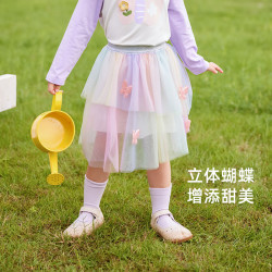jellybaby 女童春季纱裙宝宝彩色短裙