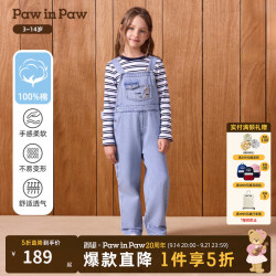 Paw in Paw PawinPaw卡通小熊童装26年秋季新款女童牛仔背带裤长裤 Indigo牛仔蓝色/55 130