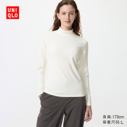 优衣库 HEATTECH ULTRA WARM高领T恤长袖女装保暖衣秋衣内衣485849 01 乳白色 XS
