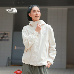 北面 冲锋衣女防水硬壳夹克户外防风外套8GKJ 米白色/QLI S