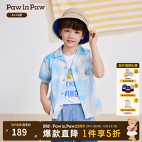 Paw in Paw PawinPaw卡通小熊童装26年夏季新款男童翻领短袖衬衫宽松 Blue蓝色/50 150