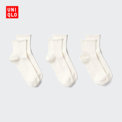 优衣库 袜子/3双装女装482723 480700 487090 482723/00白色 S /M/23～25 cm