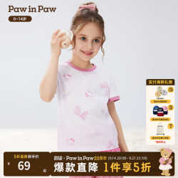 Paw in Paw PawinPaw卡通小熊童装25年春夏新款女童女宝圆领可爱印花短袖 Pink粉色/25 120