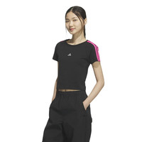 adidas T恤女装2026夏季新款健身瑜伽运动短袖潮流百搭修身圆领休闲上衣 KS0279 黑色