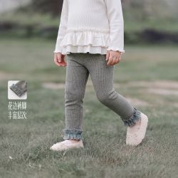 jellybaby 女童奥粒绒坑条打底裤